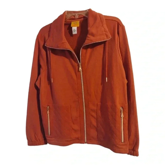 Ruby Rd Dark Orange Zippered Lightweight Jacket Sz XL - Picture 1 of 3